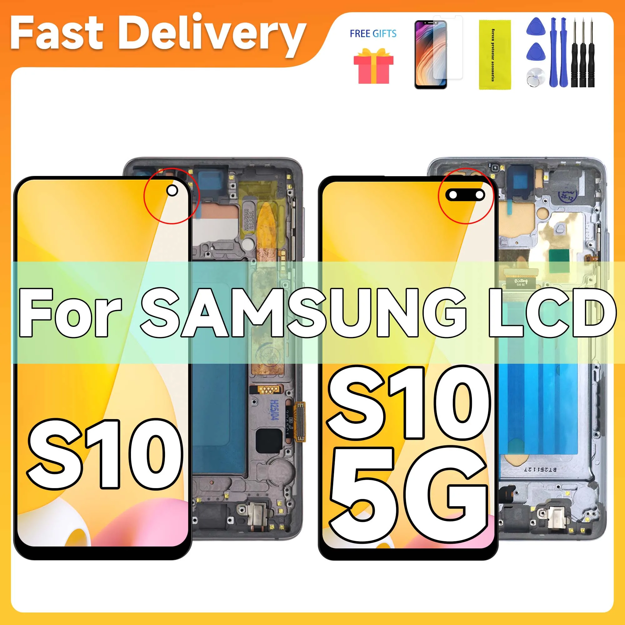 s10-5g用-新品tft液晶-samsung-s10-5g-g977b-g977u-g977n用-スクリーンデジタイザー交換部品-s10-g973-g973f用