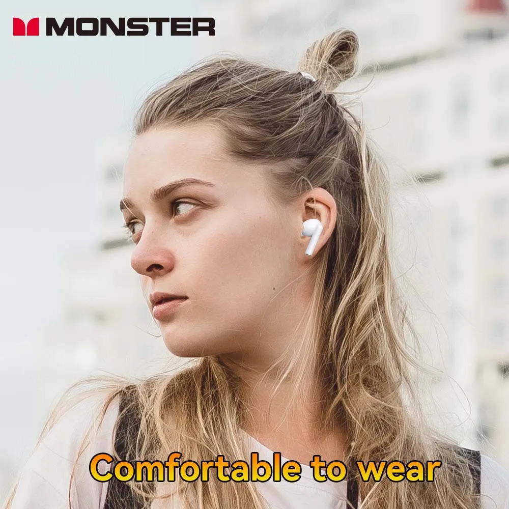 سماعات أذن Monster Wireless مزودة بتقنية البلوتوث مع سماعة رأس بخاصية إلغاء الضوضاء وسماعة أذن وقت تشغيل 48 ساعة