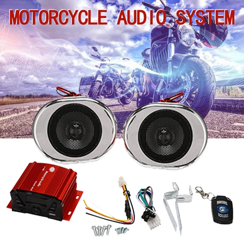 

Motorcycle Bluetooth Audio Radio Sound System Support SD USB MP3 Music Player FM Radio 2 Amplifier Speakers Waterproof