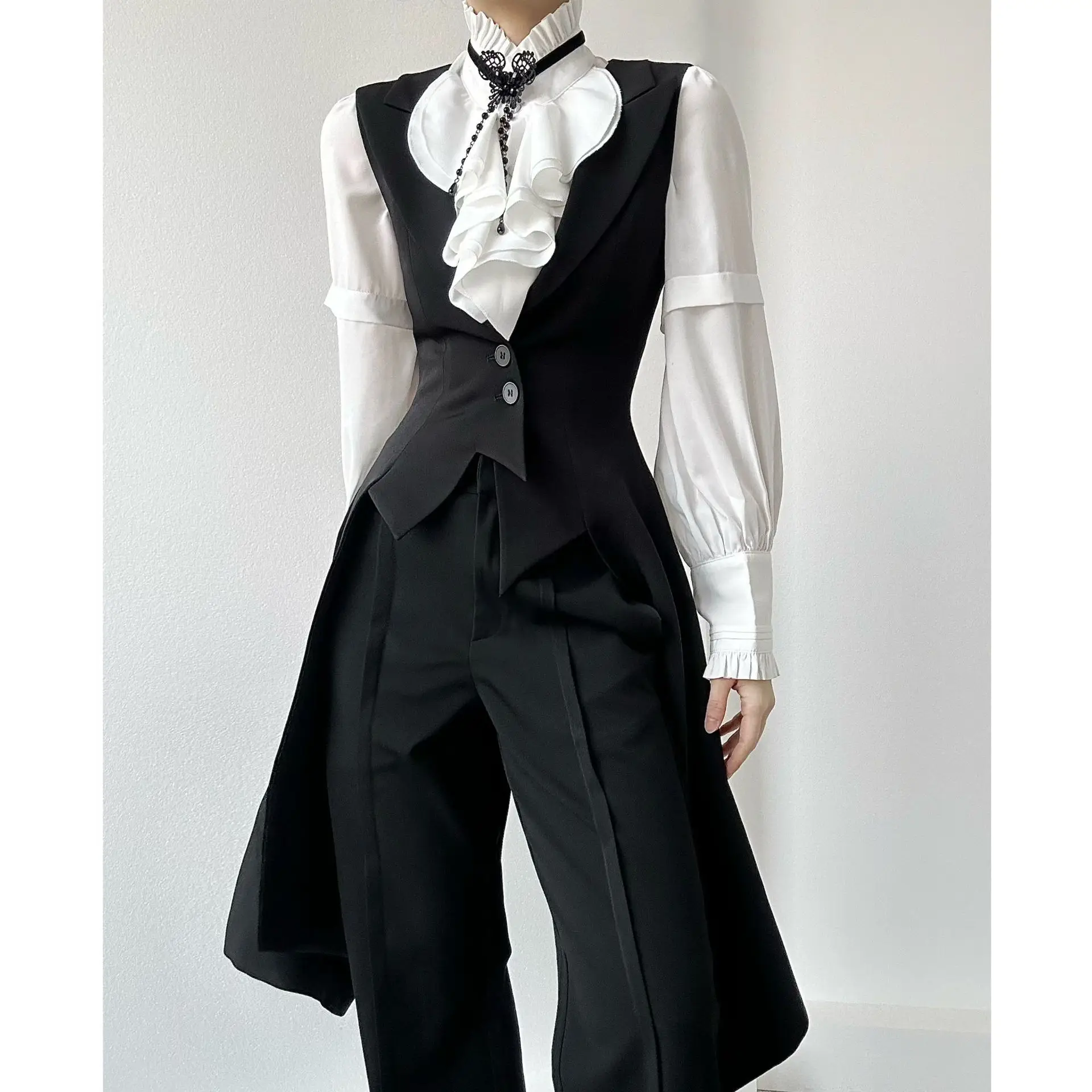 Dünne Armee-Kaschmirwesten für Herren und Damen mit Schnürung und Patchwork-Design, Minimalismus, sanfter urbaner Stil, schlicht, weich, ärmellos – Detail 6