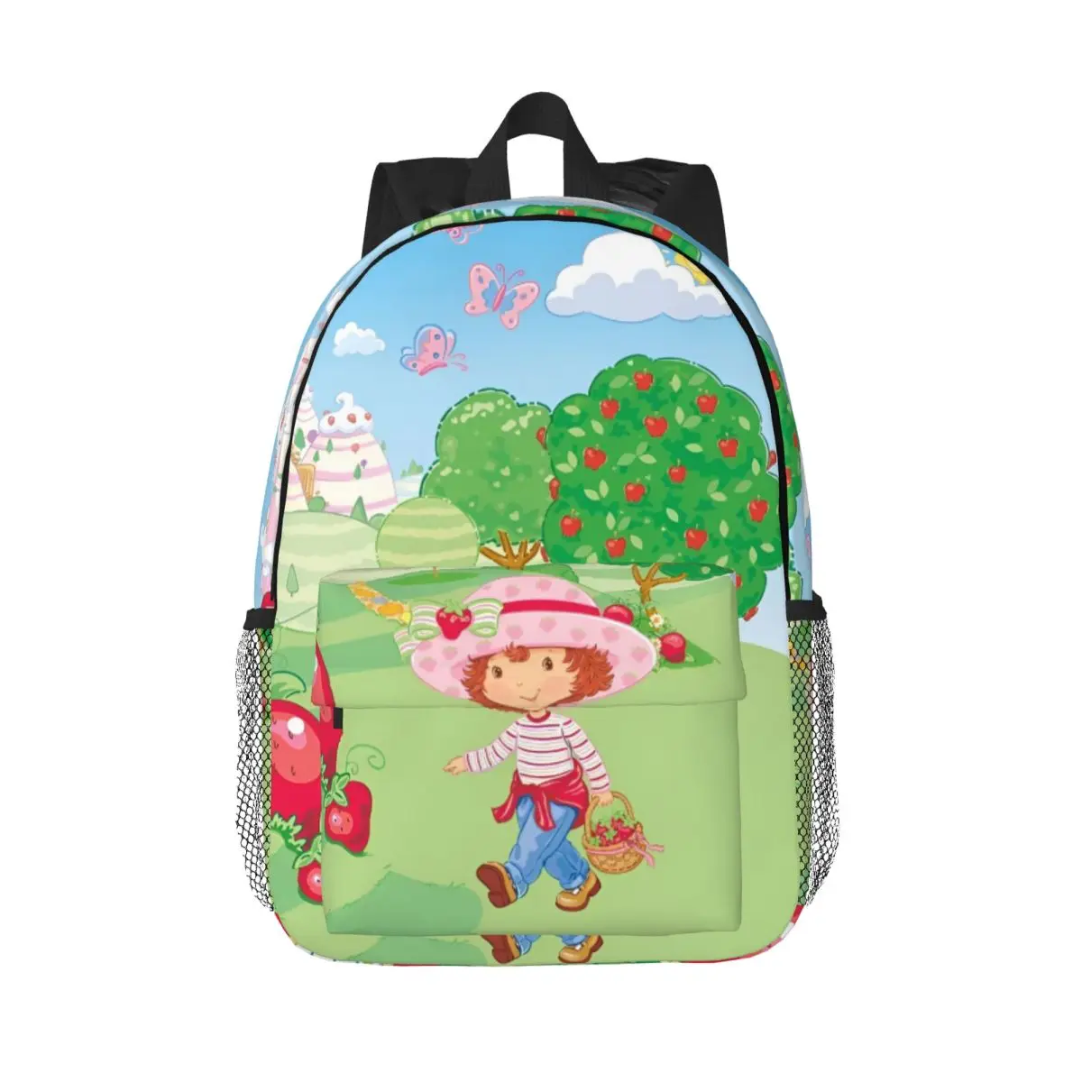 Cute-Cartoon-Strawberry Student School Bookbag Canvas Daypack Elementary High College Travel Bags 15in