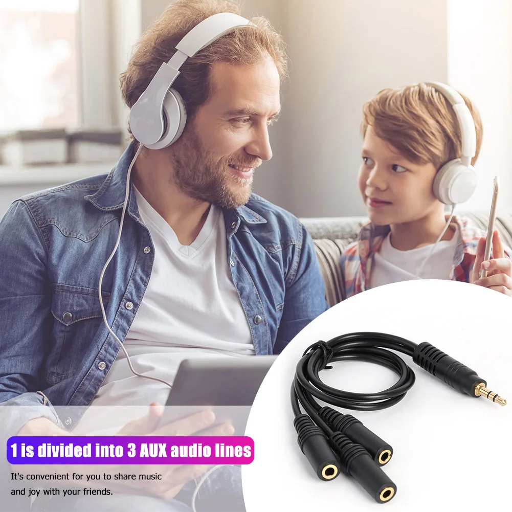 Stereo 3.5mm to 3x3.5mm AUX Jack Adapter Headphone Splitter Cable 3.5 1/8 TRS/TRRS Audio Extension Cord for PC Phone Speaker