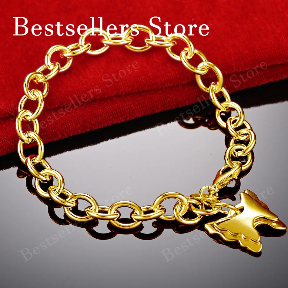 925 Sterling Silver 18K Gold Plated Exquisite Double-Layer Butterfly Bracelet, Fashionable Women's Wedding Jewelry Party Gift