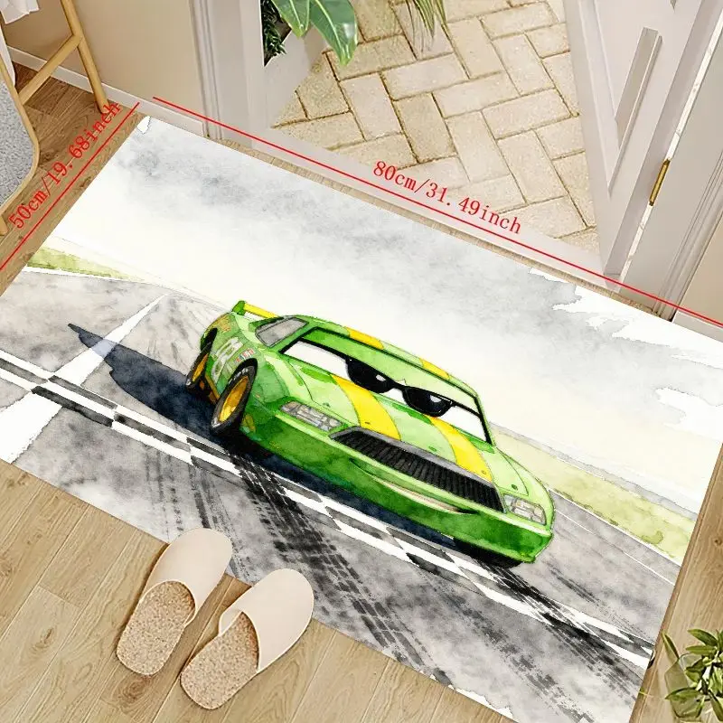 

1 шт., крутой мультяшный зеленый коврик для гоночного автомобиля для декора детской комнаты в прихожей, динамический акварельный коврик для гоночной трассы, нескользящий коврик R