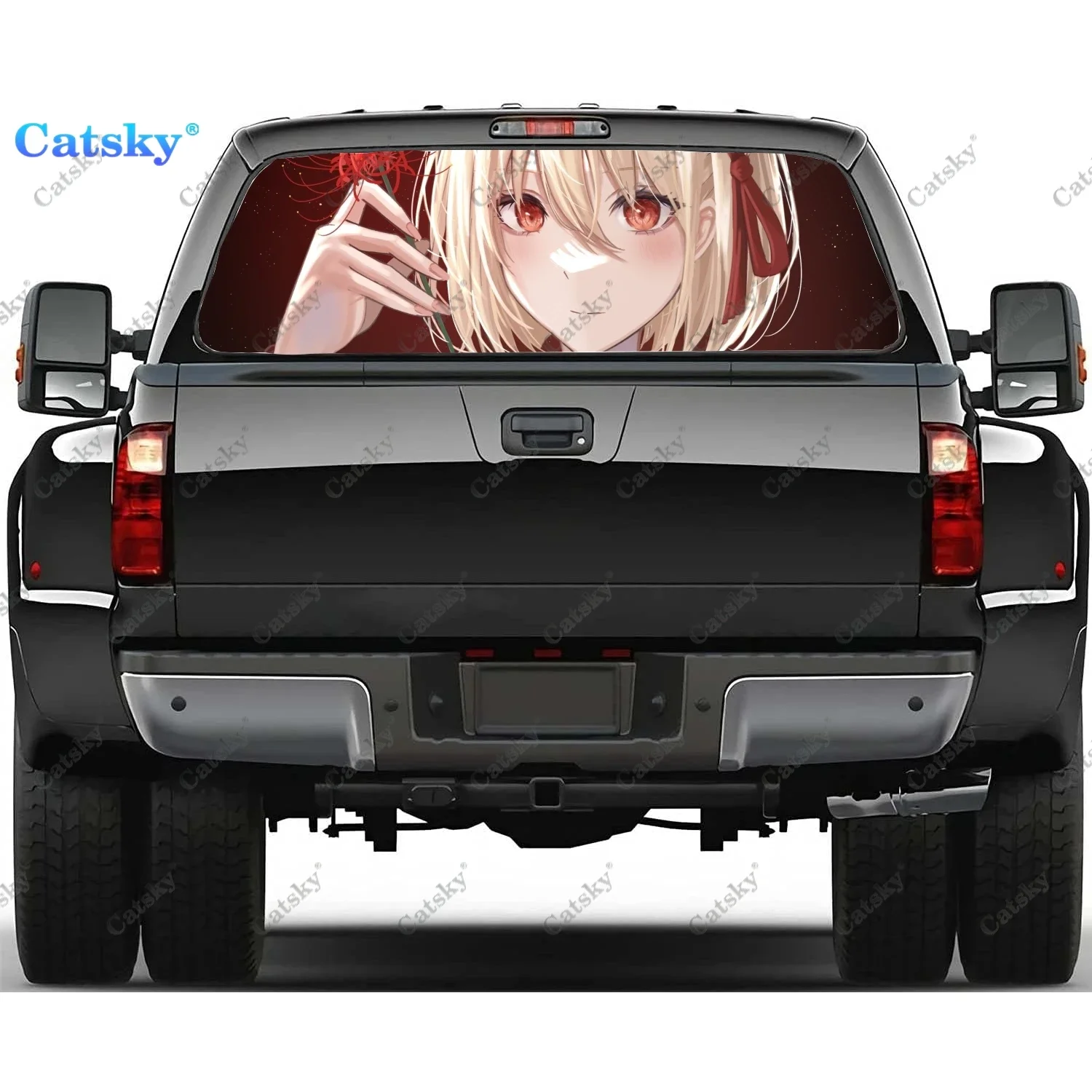 

Lycoris Recoil аниме наклейка на окно графическая ПВХ декоративная наклейка на грузовик перфорированная виниловая универсальная наклейка