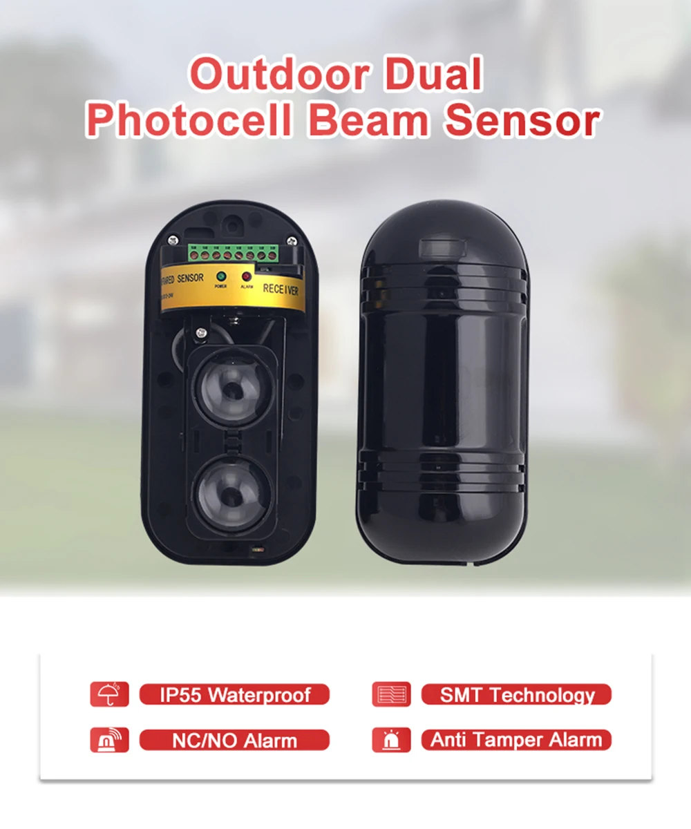 Waterproof Dual Beam Sensor Active Infrared Intrusion Detector IR 10m~150m Outdoor Perimeter Wall Barrier Fence for GSM Alarm