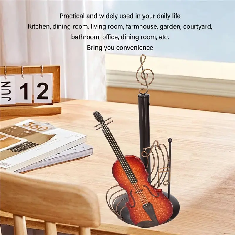 ABBY-Paper Towel Holder Iron Kitchen Countertop Roll Dispenser Shape - Sturdy Matte Black Stand For Small Kitchen & RV Use