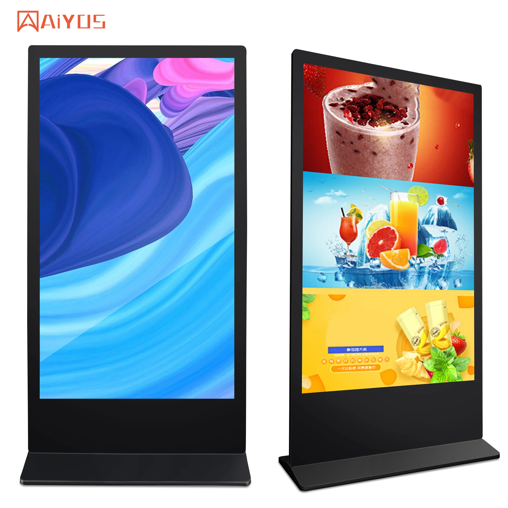 Aiyos 75 Inch 4K Full Screen Vertical Digital Poster Display Android Touch LCD for Advertising Elevators Shopping Malls Floor
