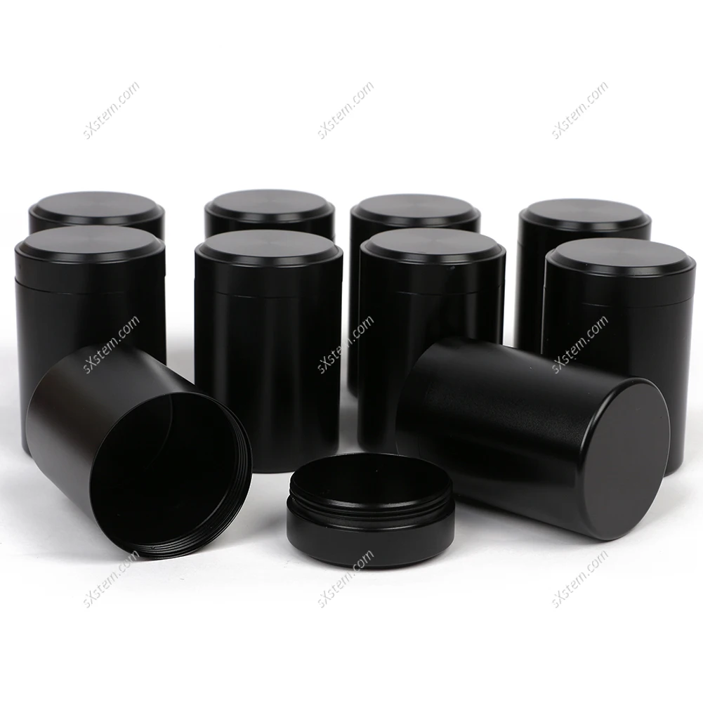 10pcs Black Portable Stash Jar-Airtight Smell Proof Durable Multi-Use Aluminum Herb Container DIY Candle Aromatherapy