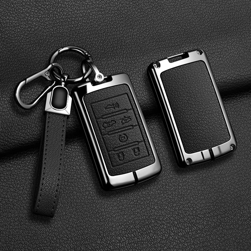 

Zinc Alloy Leather 5/6 Buttons Car Key Case Cover Shell For Jeep Wagoneer 2021- 2022 for Grand Cherokee L 2020-2023 Accessories