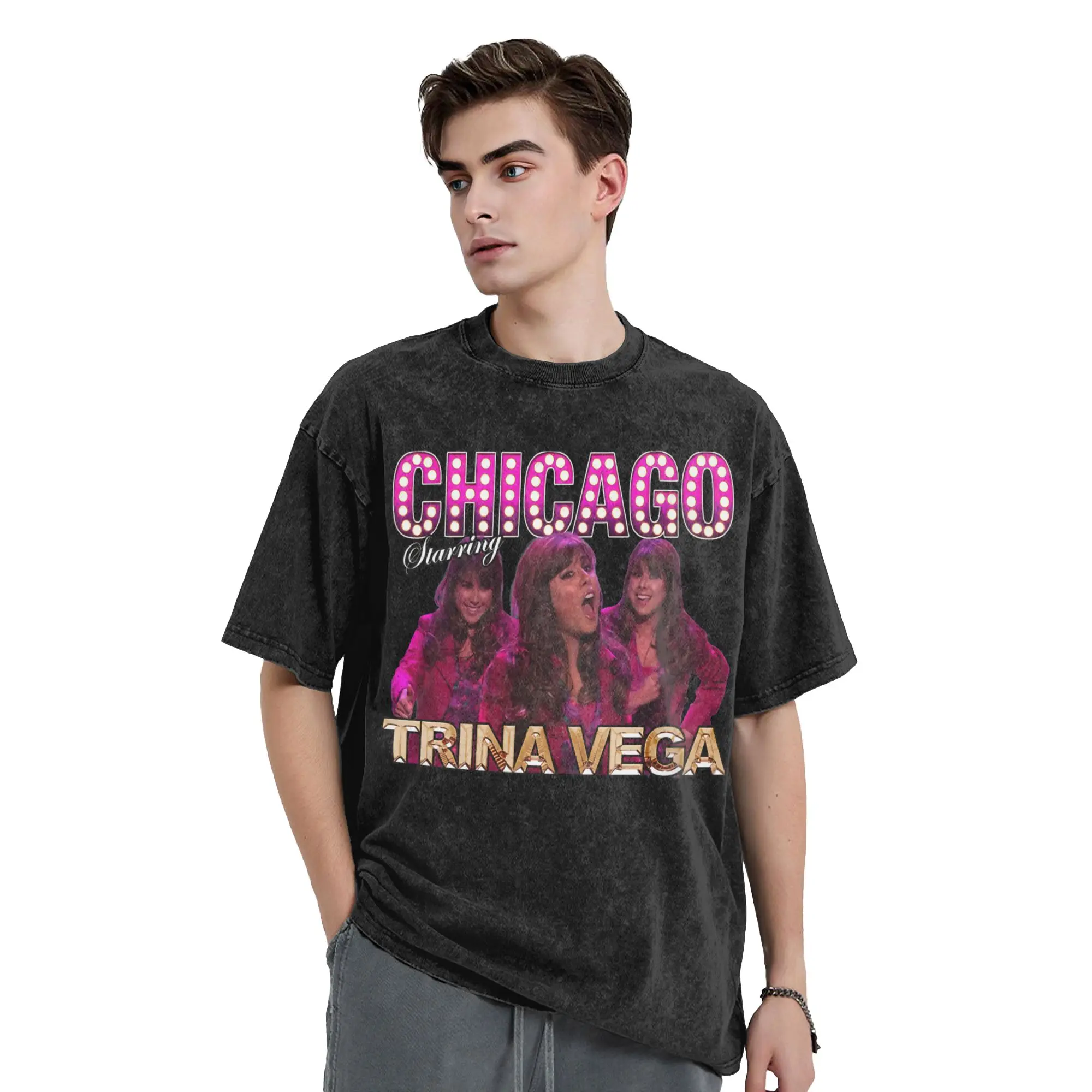 Washed T Shirt CHICAGOOOOOO Victorious Trina Vega Hip Hop Vintage T-Shirt Harajuku  Streetwear 100% Cotton Tops Tees Men Women