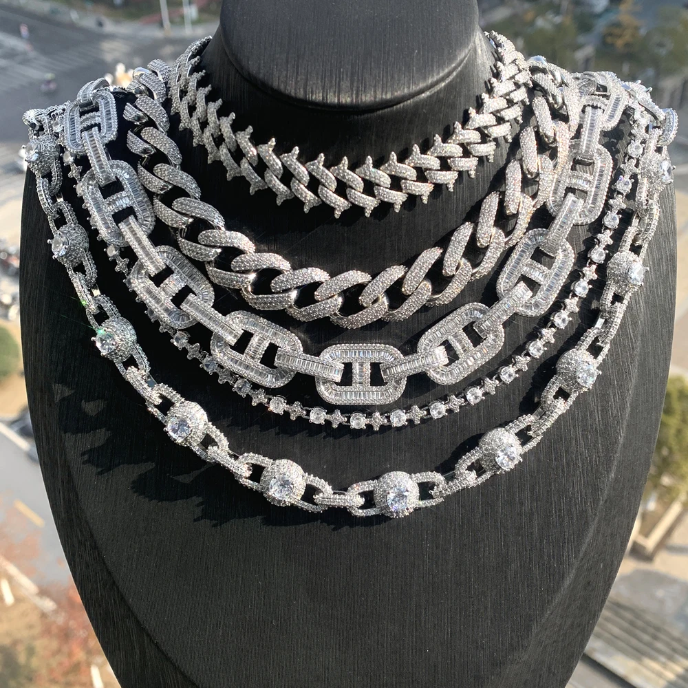 Wholesale Prong Setting Cross Tennis Chain Bracelet for Women Iced Out Cubic Zirconia Paved Bling Cz Round Shape Fashion Jewelry