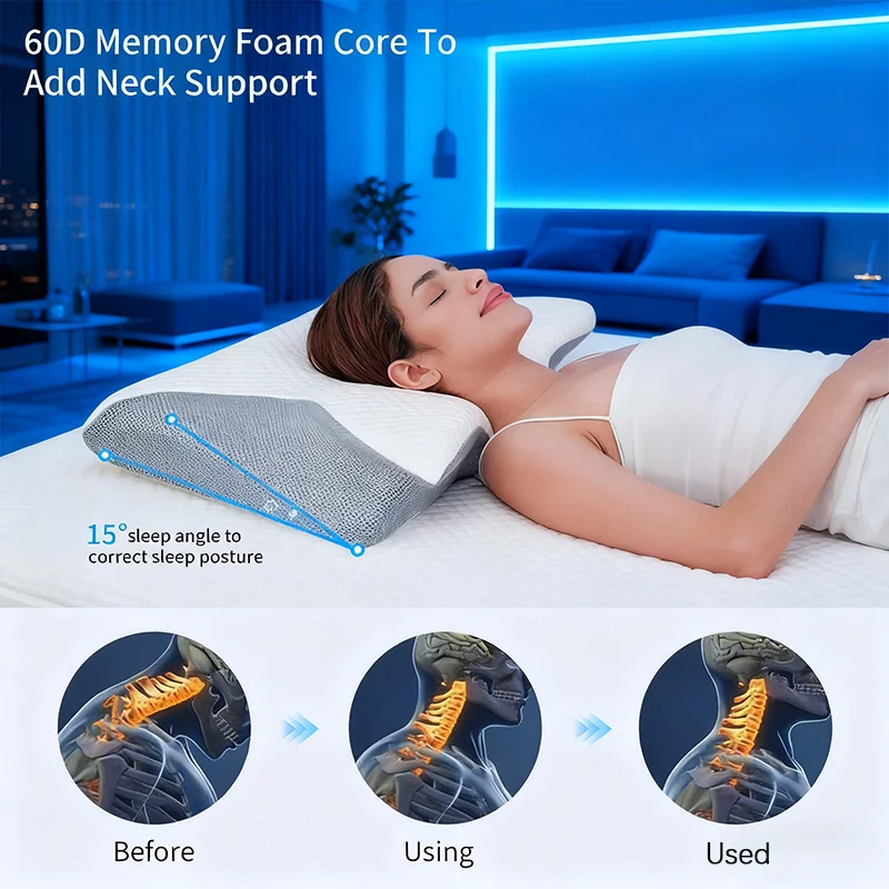 

Side Sleeper’s Single Sided Memory Foam Pillow Slow Rebound Cervical Support Pillow Core Adult Enhancing Space Cotton Pillow