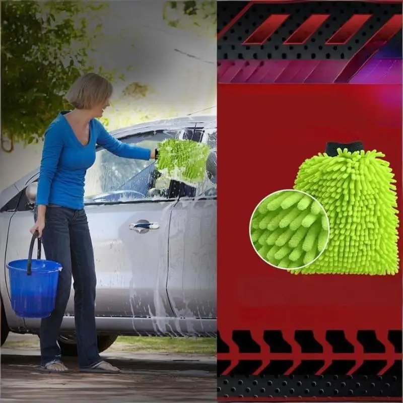 Car Wash Gloves Fine Fiber Scratch-resistant Lint-free: Chenille Truck Boat Window Mirror Cleaning