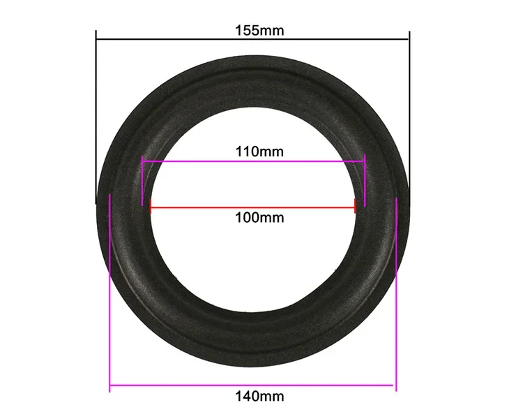 GHXAMP 6.5 Inch 155mm 140mm 110mm 100mm Speaker Suspension Foam Edge Speaker Repair Parts Folding Ring for KENWOOD 2pcs