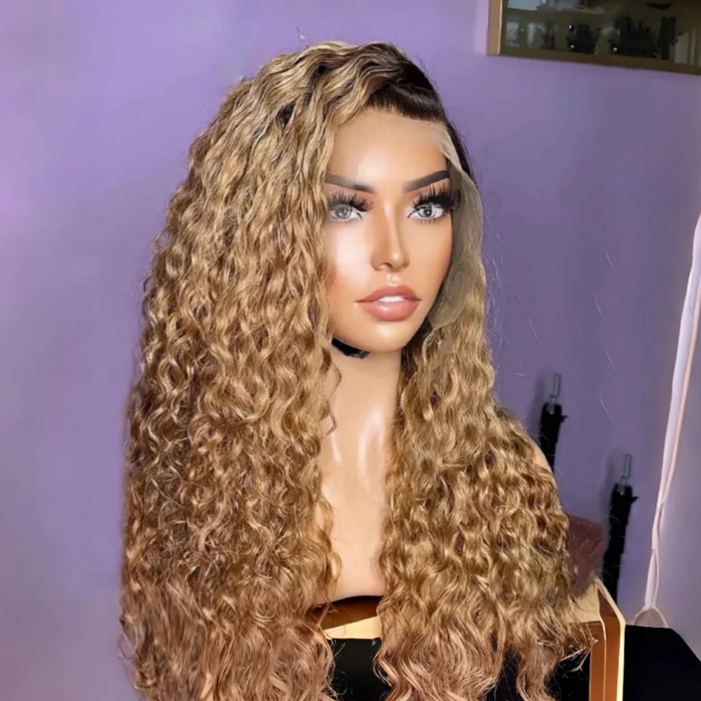 

Мягкий синтетический парик с кружевной передней частью 13*4*1, 26 дюймов, омбре блонд, кудрявый, 180% плотность, без клея, с эффектом натуральных волос, для женщин, на каждый день