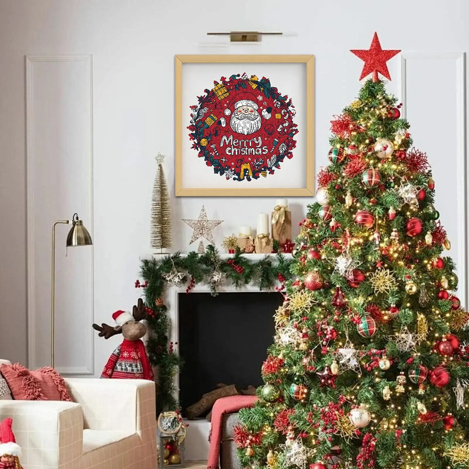 بازل قطع عيد الميلاد تحت عنوان إكليل تصميم عطلة الخشب بازل قطع للنساء بنين بنات الشباب المراهقين الزوج ابن ابنة #2