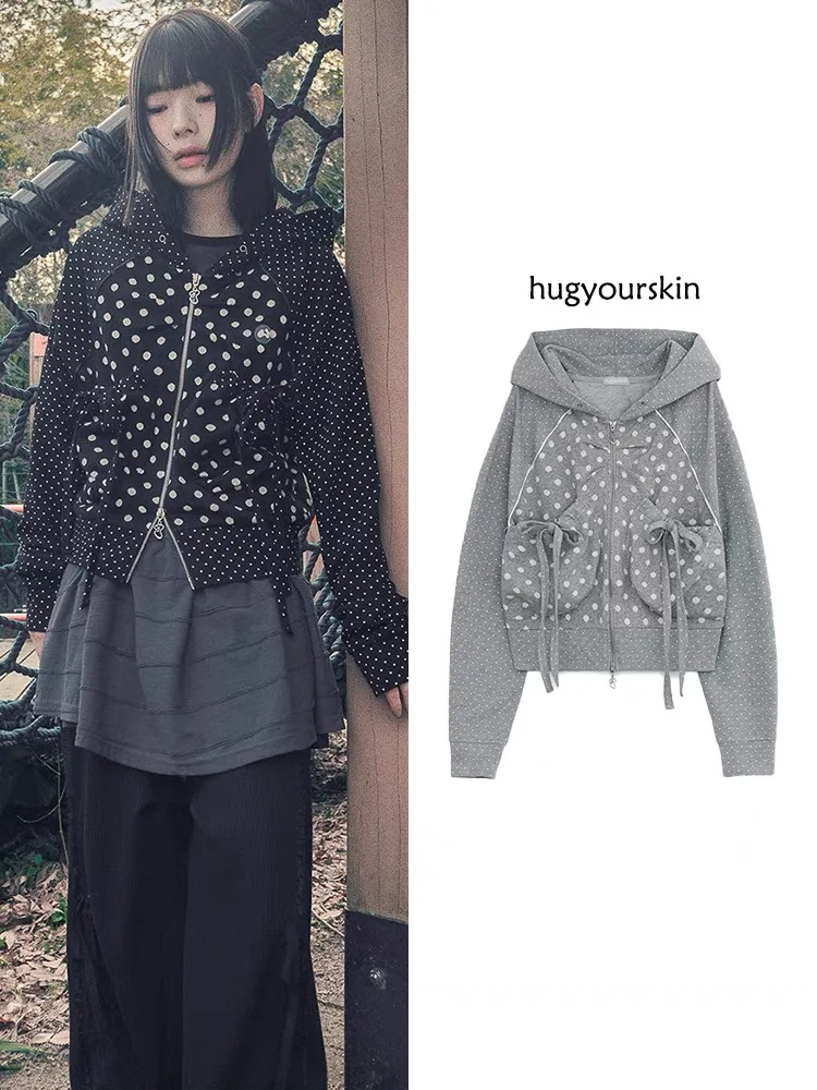 Casual Sle Color Blo Hoodie Jaet Women's Slim Fit Top Spring 2025 Cotton Long Sve Zipper Closed Pattern