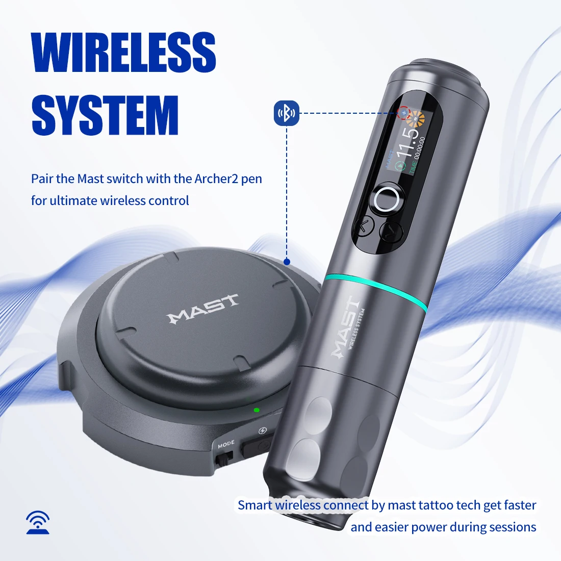 ماست آرتشر 2 مجموعة ماكينة رسم الوشم التجميلي اللاسلكية 3.5 مللي متر السكتة الدماغية 2100 مللي أمبير بطارية فرش السيارات مع مستلزمات خراطيش الإبر ماست برو