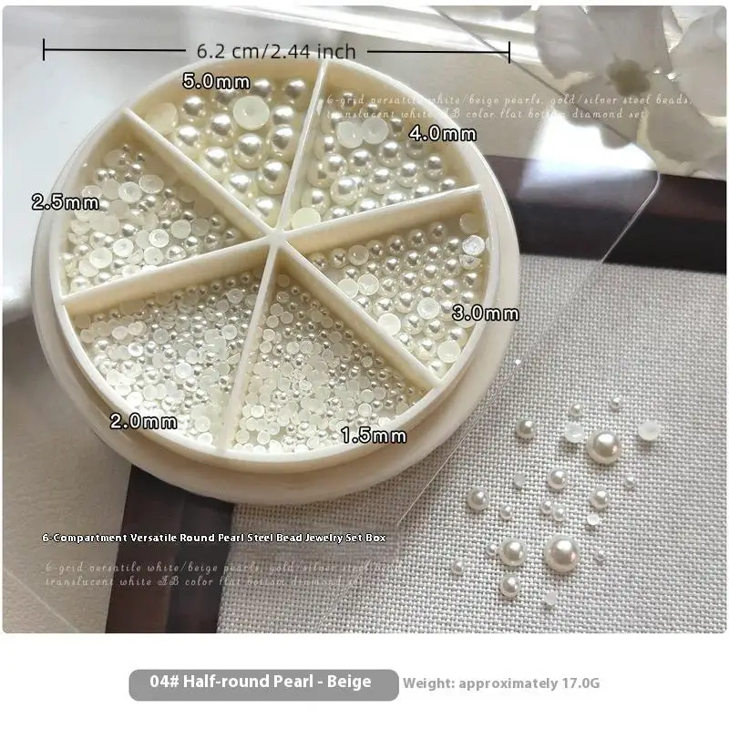 6 grade branco pérola encantos do prego conjunto mix mini pérola contas redondas arte do prego strass diy decoração da arte do prego