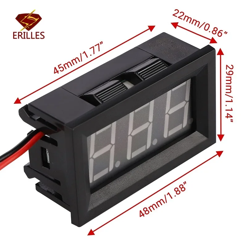 DC5V-120V Mini Digital Two-Wire Voltmeter 0.56 Inch LED Display Panel Voltage Tester Volt Meter Module for Car Red/Blue/Green