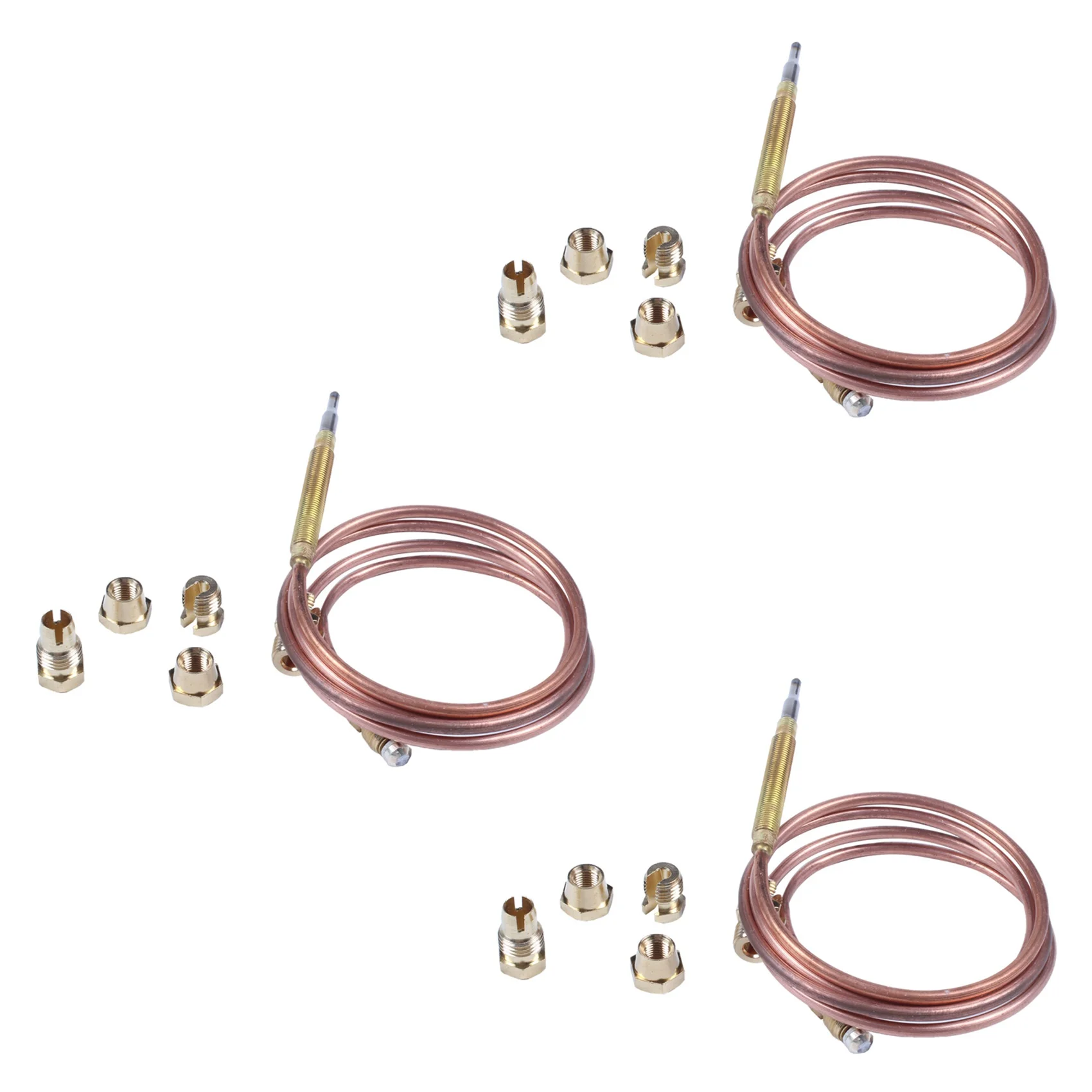AB47-3Pcs เตาแก๊ส 900 มม.Universal Thermocouple ชุด M6X0.75 พร้อมถั่วหก (15) เปลี่ยน Thermocouple