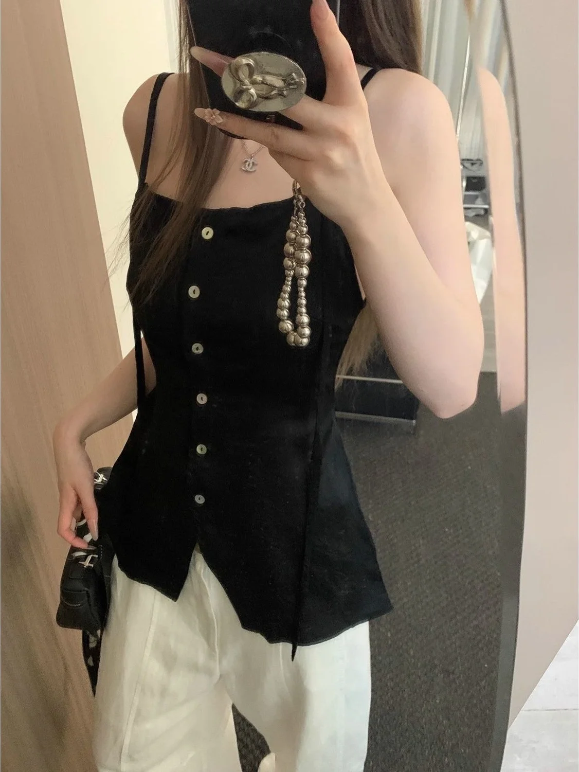 Long Strapless Slim Fit Top with Belt Thin Single Button No Sleeve Women's Fashion T-Shirt Versatile Styling Options Pure Desire