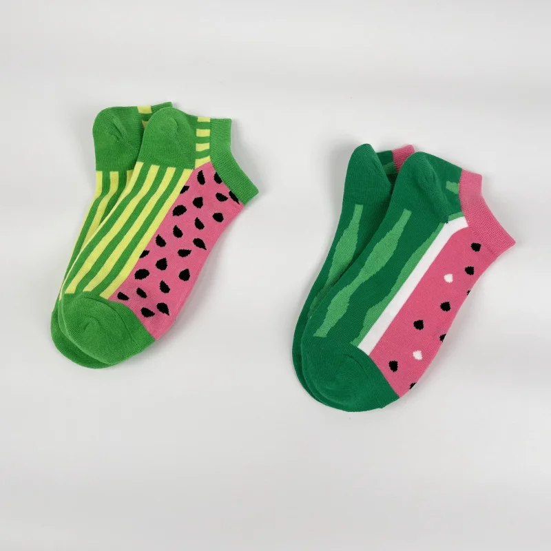 1 para stylowych, modnych skarpetek w kolorze arbuza - uroczy i modny design, wygodny krój do kostek, miękki