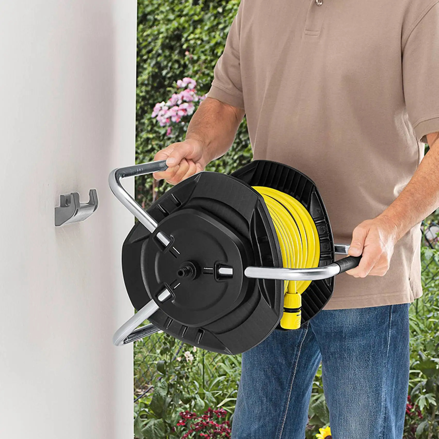 PVC Wall Mounted Jardim Mangueira, Reel Holder, Pipe Hanger, Expansão Parafusos, 2Pcs, 8Pcs