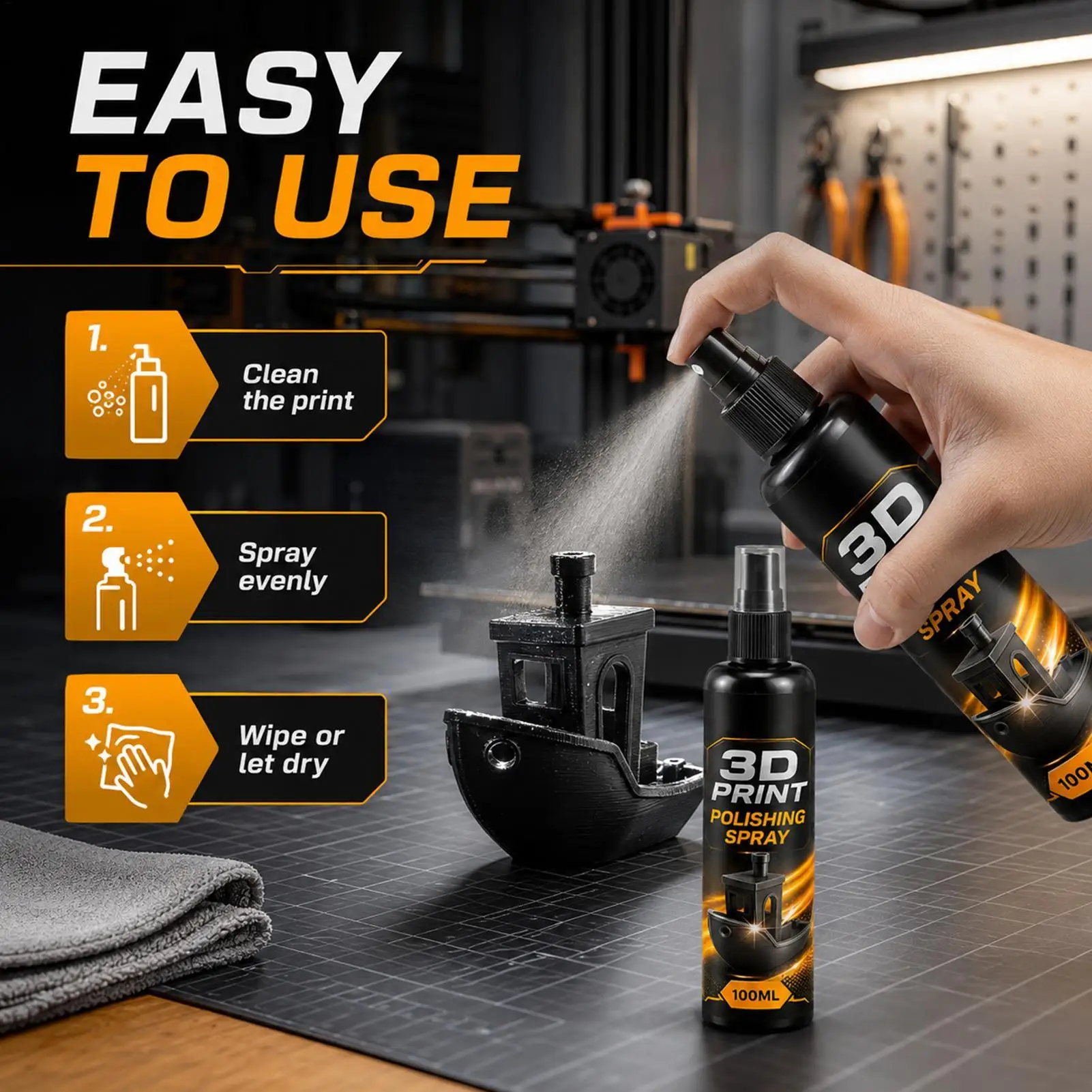 3D Print Polishing Spray 100ml Gloss Finish for ABS PETG Models Miniatures & Props Enhances Shine Easy Spray Application