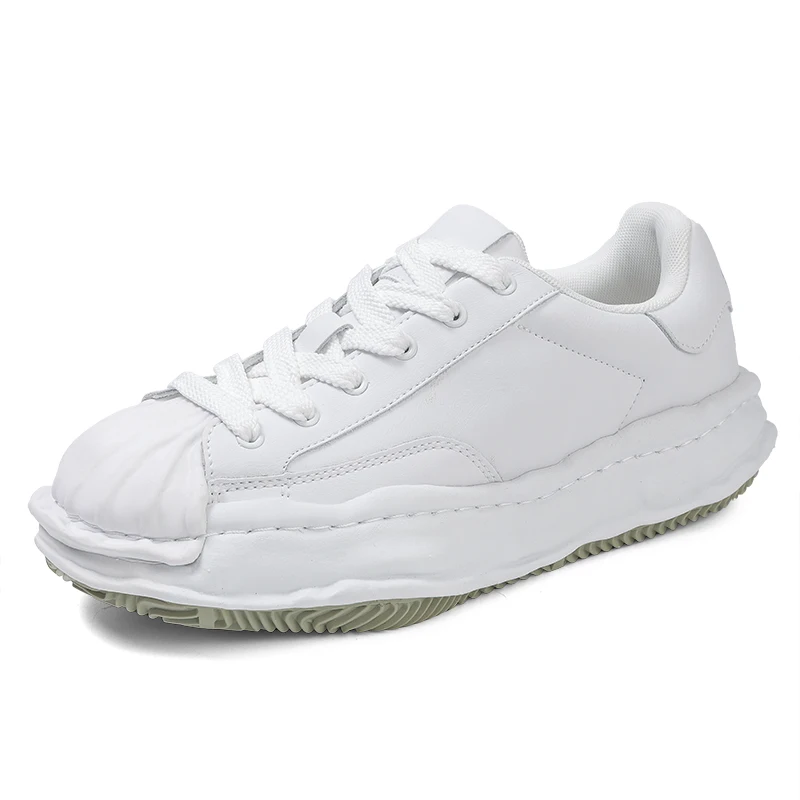 

Men's motorcycle two-layer cowhide fashionable shell toe fashionable trendy shoes versatile breathable men's shoes