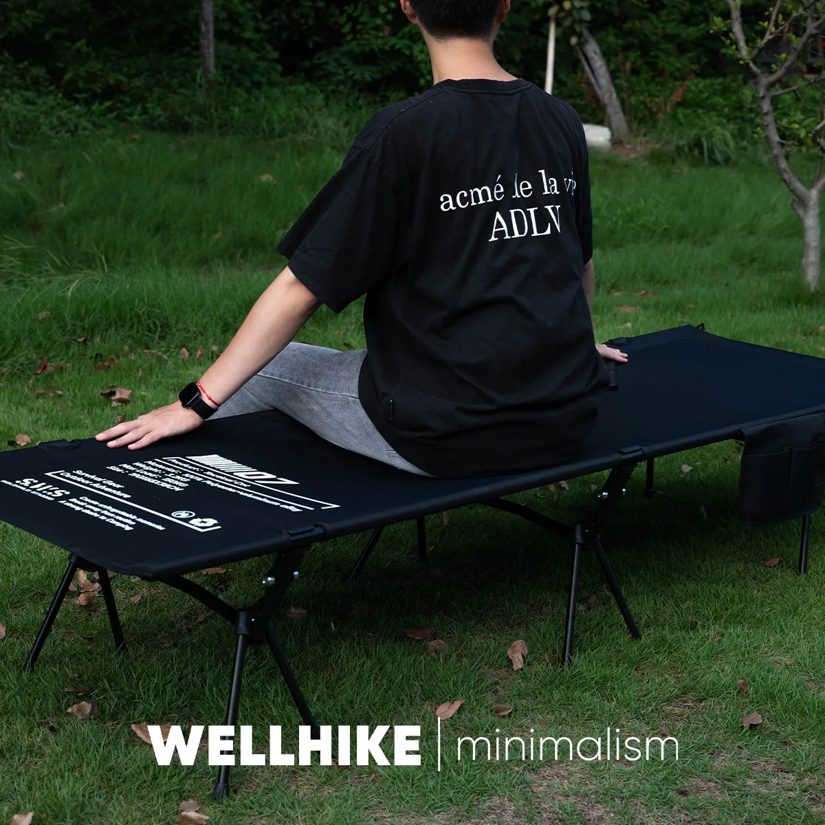 Camping Tactical Folding Bed, Ultra-Light Portable for Outdoor Use, Lightweight Office Nap Bed with Side Pouches, Easy to Carry