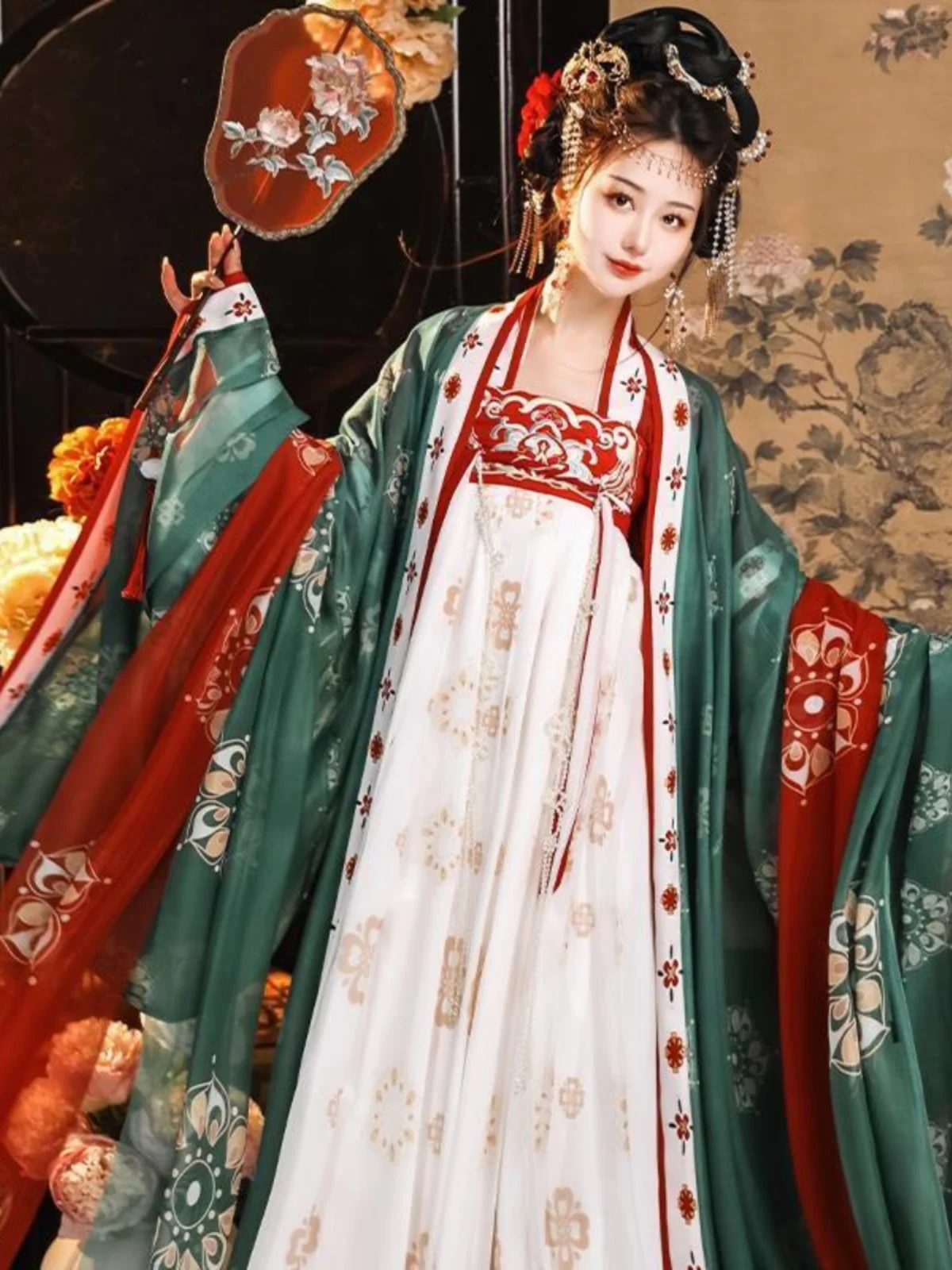 

Adult Women's Hanfu Costume Inteated Warring States Gown Yang Guifei Summer Sle Long Sve One-Piece Traditional Chinese...