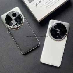 For Xiaomi 14 Ultra Case Luxury Leather Borderless PC Cover For Xiaomi MI 14 Ultra Metal Camera Protection Shockproof Bumper