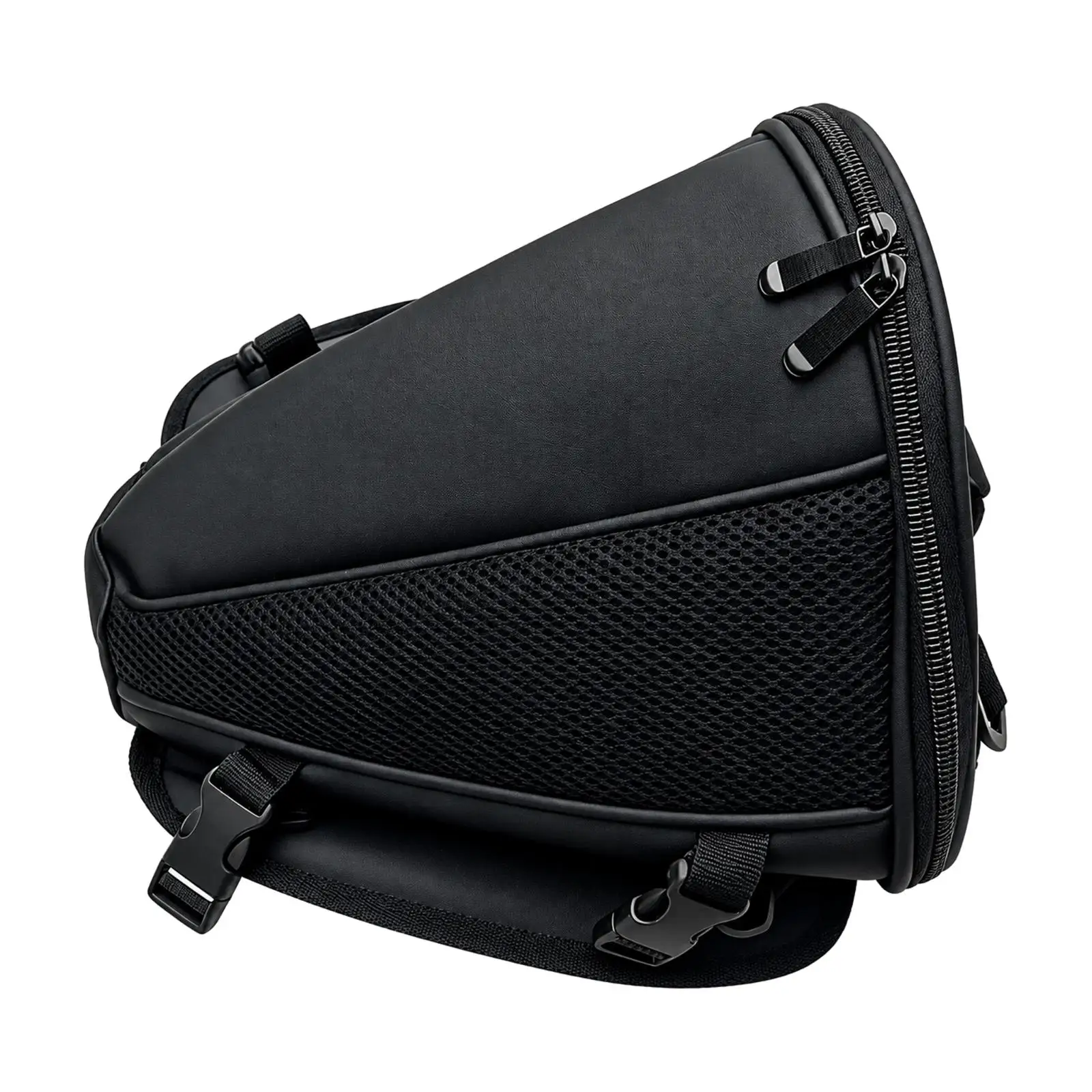 Black Polyester Motorcycle Trunk Bag with Crossbody Strap and Secure Mounting for Daily Riding Gear