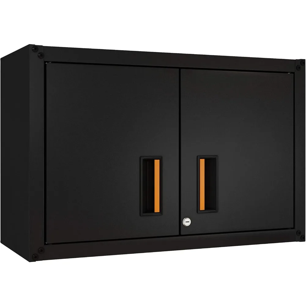 

Ready-to-Assemble Floating Garage Storage Cabinet - Wall Mount Garage Cabinet w/Lockable 2 Doors, 44 lbs Shelf Capacity, Removab