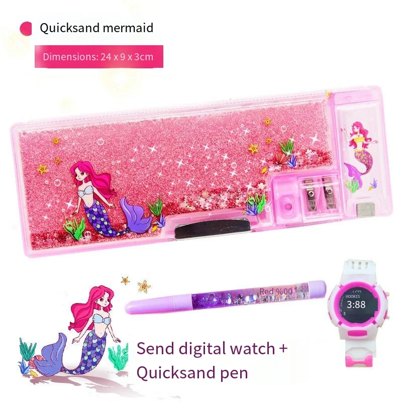 Quicksand Stationery Box Primary School Girls Multi-Functional Pencil Bag Pencil Box Girl Boy Children Cartoon