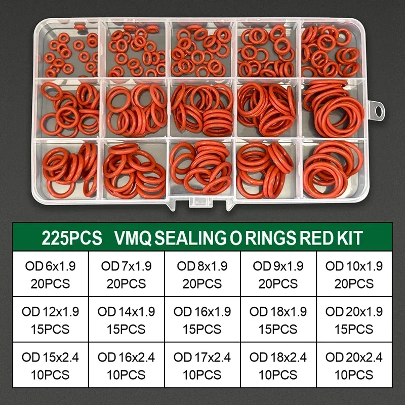 VMQ Silicone O Ring Assortment Kit CS1.9/2.4mm Waterproof Heat Resistant Sealing Washers Electronic Devices Repair Gaskets