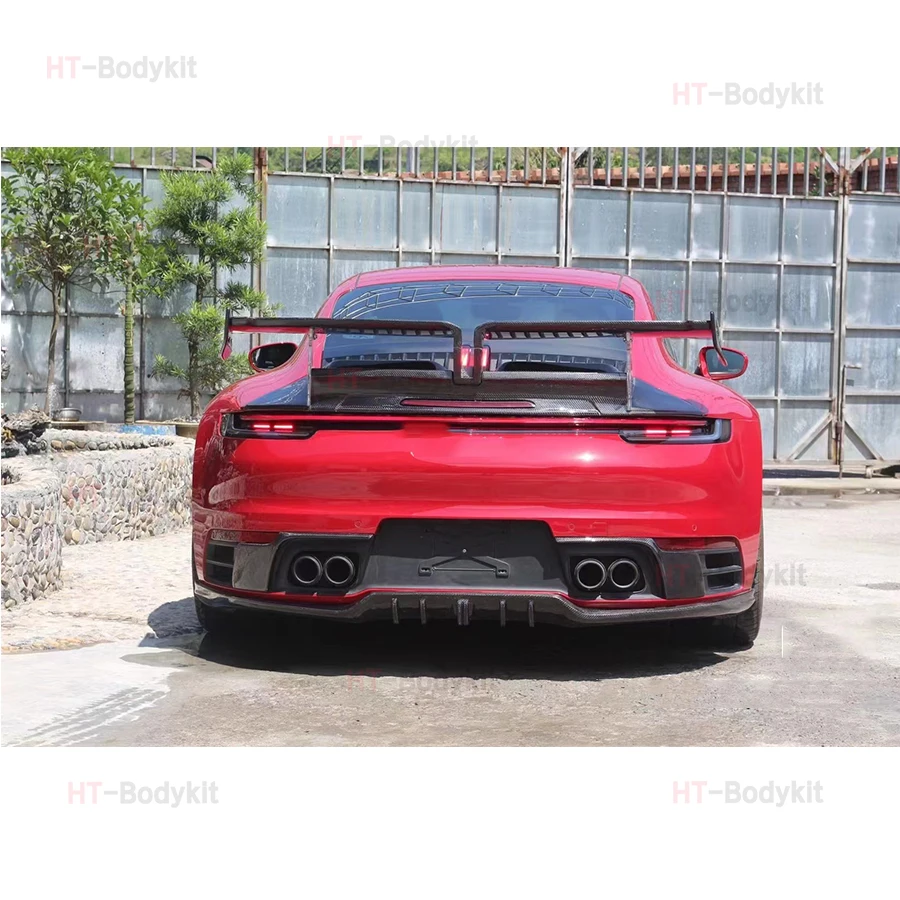 For Porsche Carrera 911 992 2019-2022 Carbon Fiber  Rear Bumper Exhaust Boot Guard Plate Splitter Frame Cover Body kit