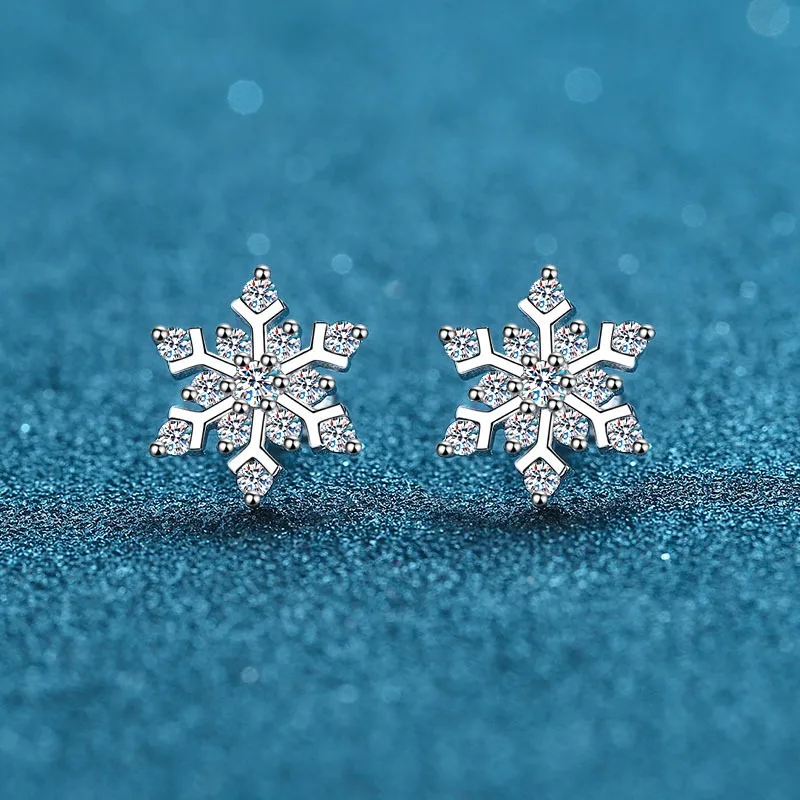 OANA XDY925 Sterling Silver Is Suitable For Women'S Snowflake High-End Earrings 72 Points Moissanite Earrings Jewelry