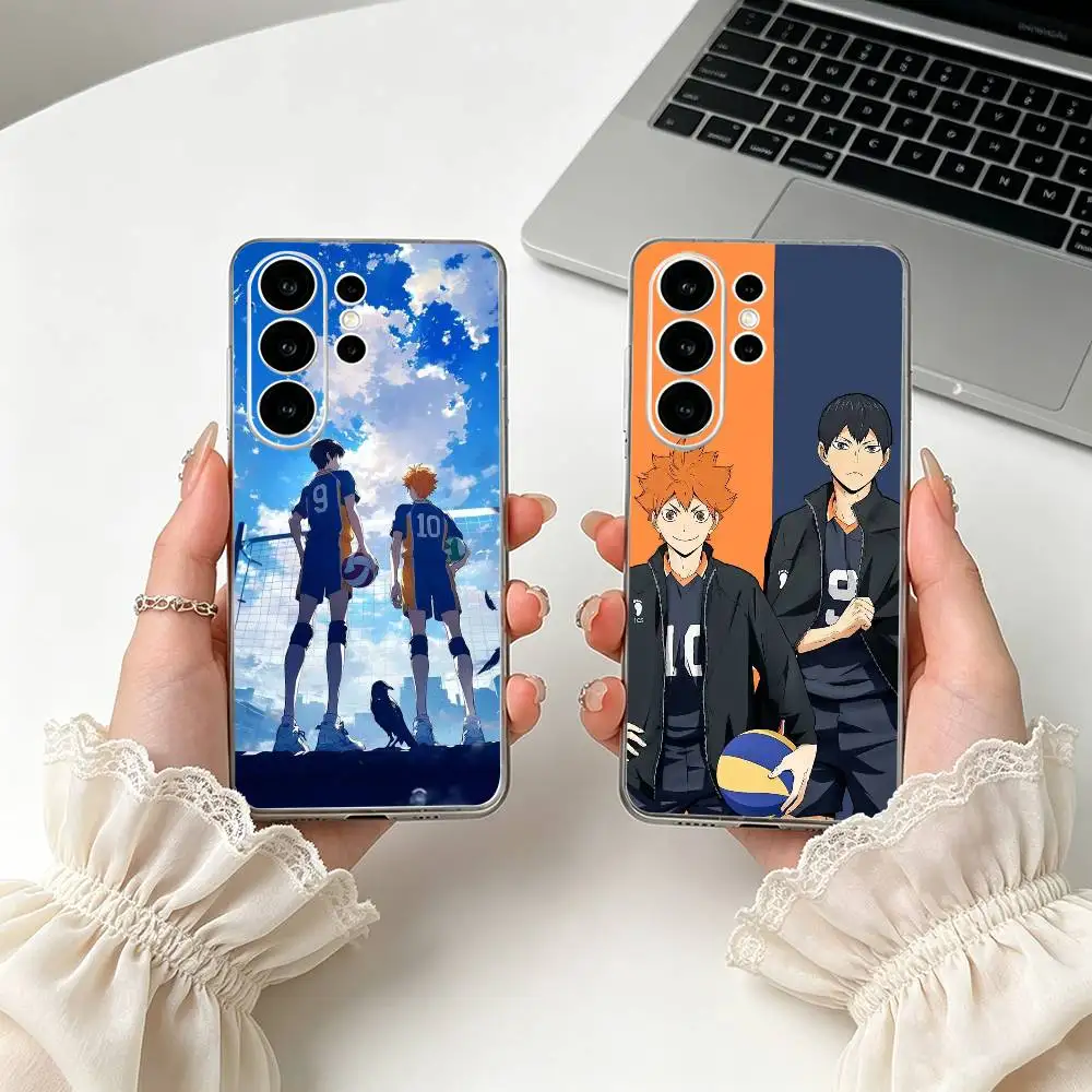 Haikyuu Anime Shoyo Hinata&Tobio Kageyama Phone Case For Samsung S25,S24,S21,S22,S23,S30,UltraS20,Plus,Fe,Lite Transparent Cover