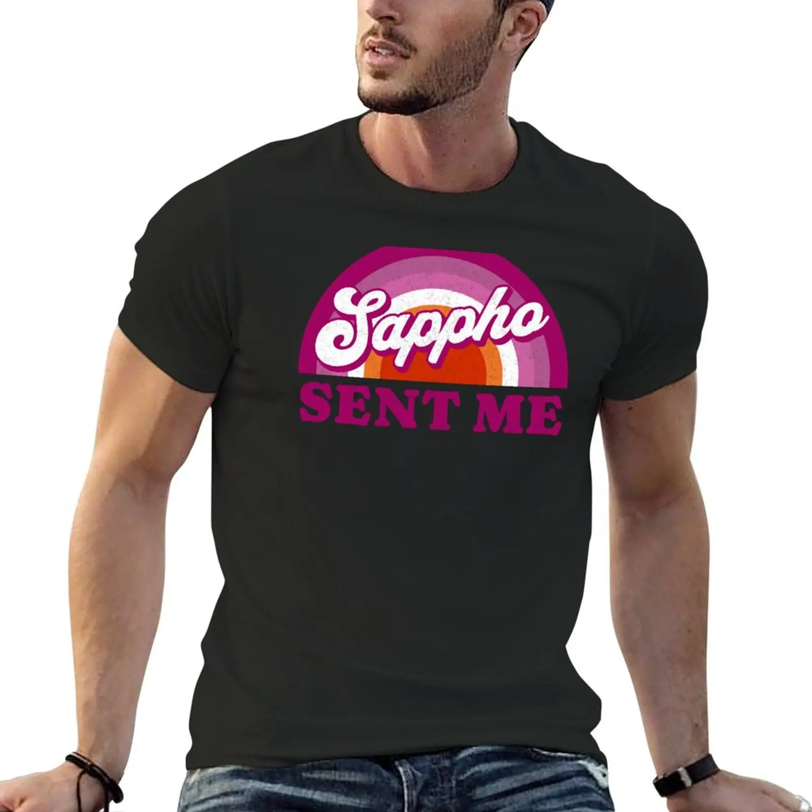 Lesbian Pride - Sappho Sent Me T-Shirt custom shirt tops tees cute clothes T-shirts for men cotton