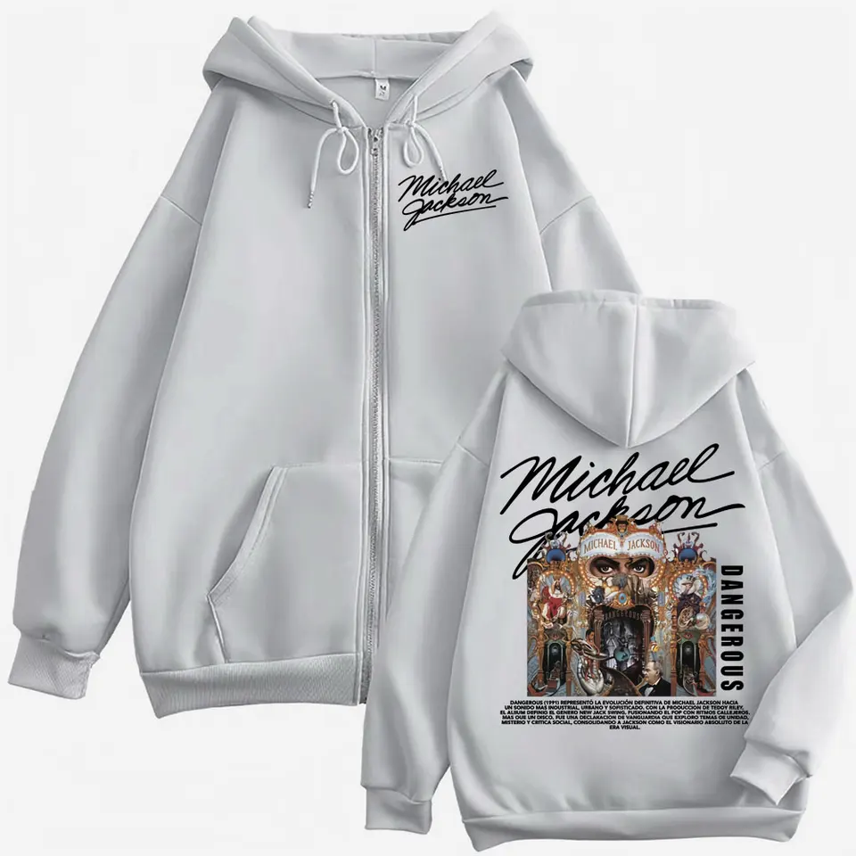 Michael Jackson King of Pop Dangerous Zip Up Hoodie Men Women Hip