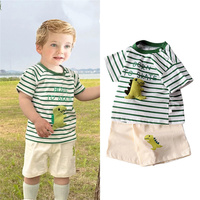 2PCS Children's Sets Dinosaur Doll Kids Clothes Boys Girl T-shirt Shorts Summer Cotton Short sleeve Baby Clothing Toddler Suit