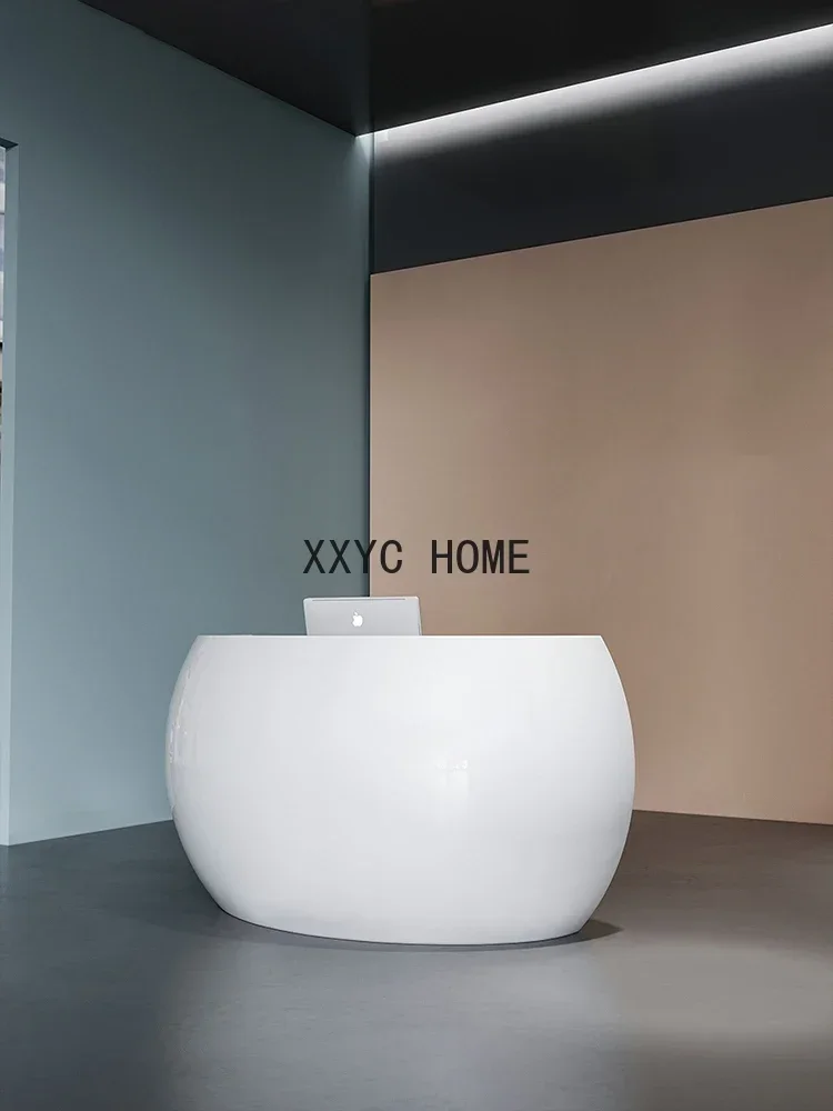 Paint Front Desk Desk Modern Simple and Fashionable Arc Reception Desk Cashier  Semicircle Bar Counter