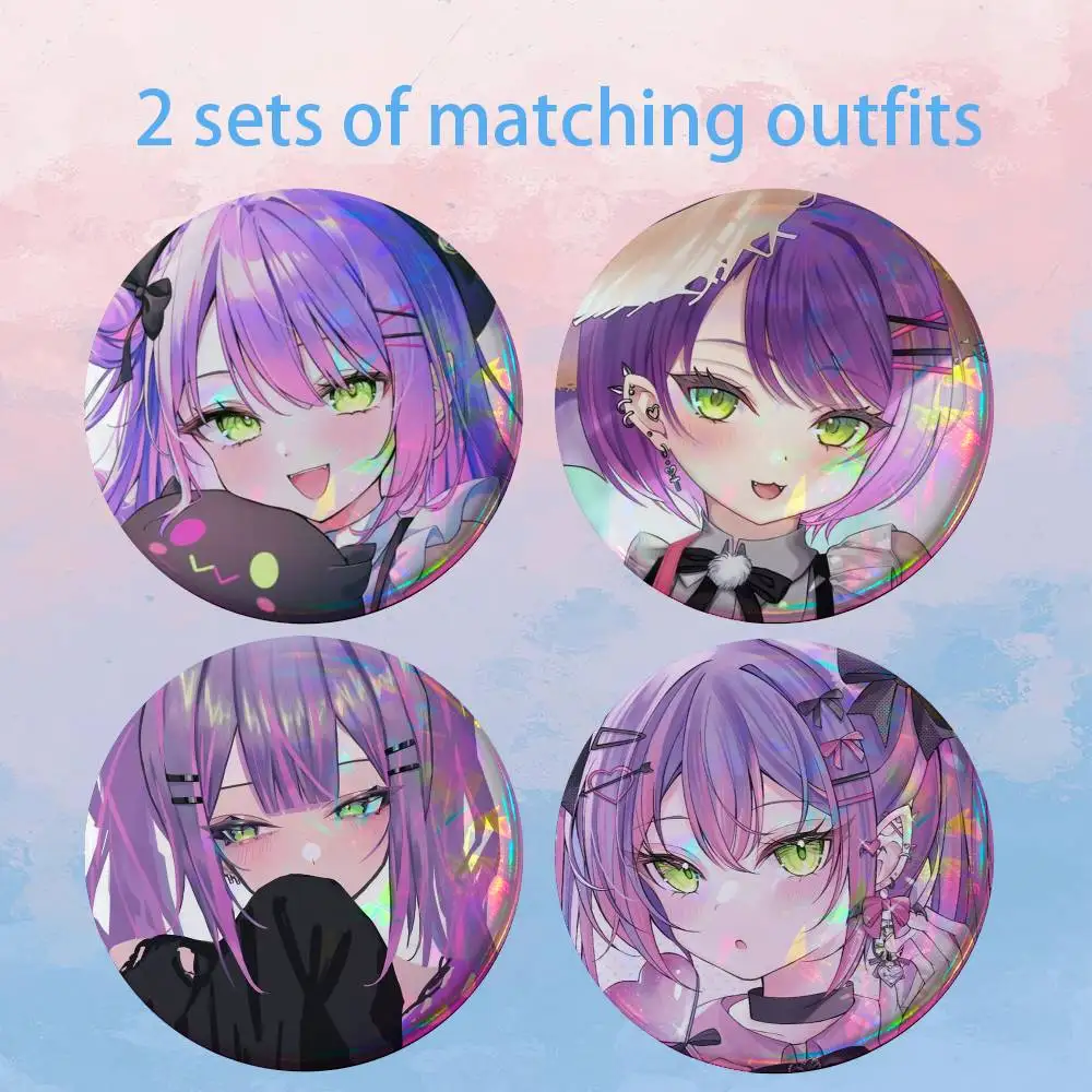 Hololive Tokoyami Towa Sama 2 piece set Pins Creativity Printed Pictures Text Metal Lapel Badges Brooches Jewelry Gift