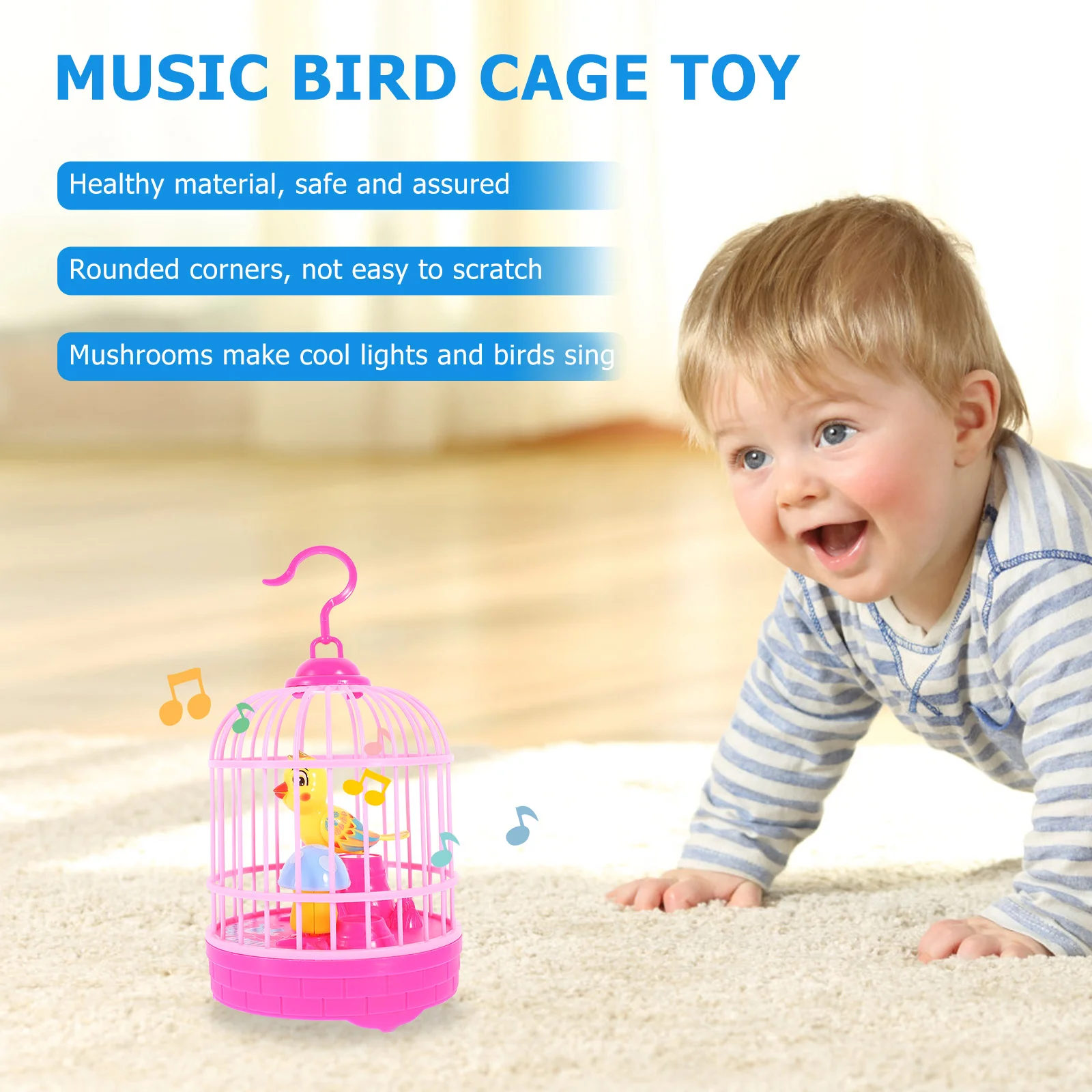 Light Music Bird Cage Simulation Toy Chirping Vocalize Voice Control Birds Abs For Kids Singing Child Children’s Toys