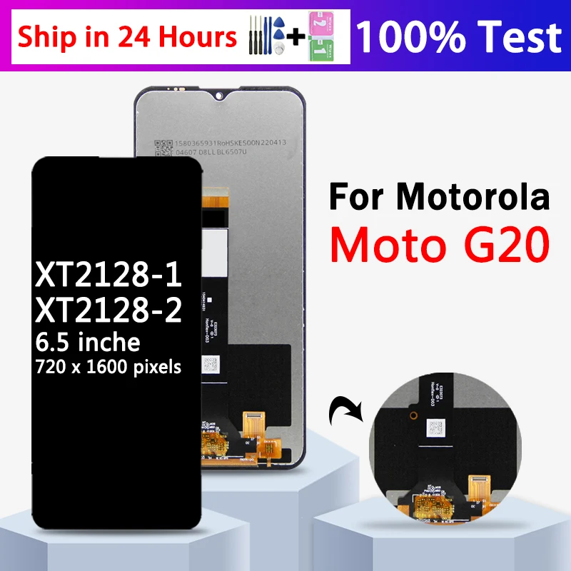 6.5“High Quality For Motorola Moto G20 XT2128-1, XT2128-2 Lcd Touch Screen Digiziter Assembly For MotoG20 Display With Frame