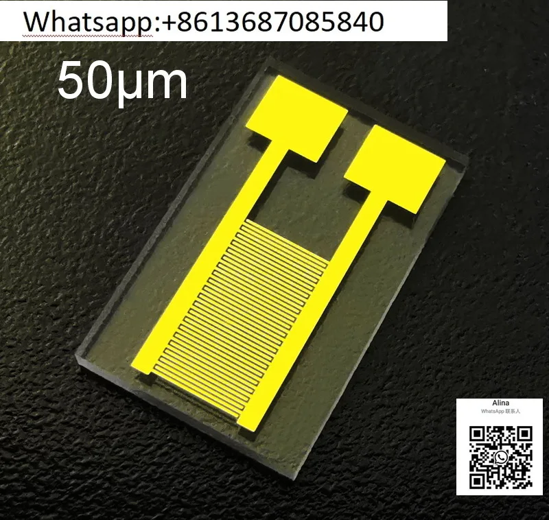 

50μm transparent interdigital electrode quartz glass capacitor array MEMS gas biosensor photoelectric detection