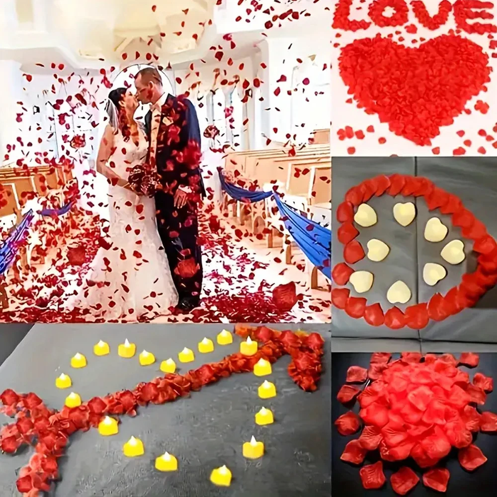 10000-100 Stück künstliche getrocknete Blumen, rot, weiß, goldfarben, Seide, künstliche gefälschte Rosenblätter, Blätter, Party, Geburtstag, Event, Hochzeit, Dekoration – Detail 4